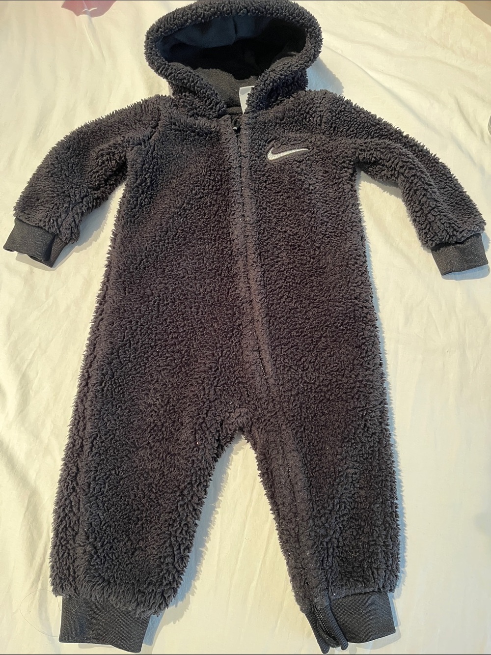 12M Nike Black Sherpa Hooded Baby One-Piece Bunting Bag